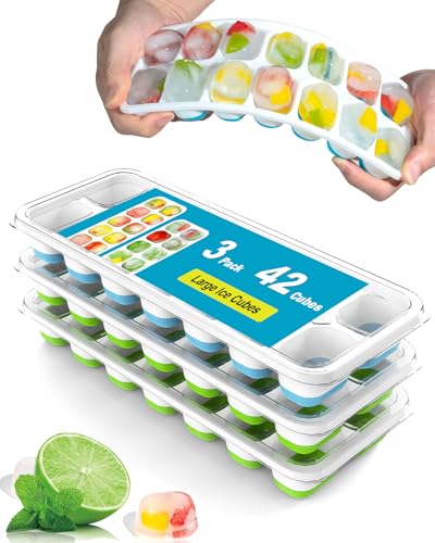 upgraded 3 Pack Ice Cube Trays with Lid Kit