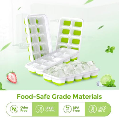 Classic Ice Cube Tray with Lids - 4 Pack Stackable Kit