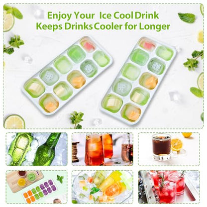 Classic Ice Cube Tray with Lids - 4 Pack Stackable Kit