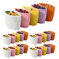 Silicone Reusable Food Storage Bags Stand Up Zip Lock Container (15 Pack) | 100% food-grade silicone, BPA-free. Stand-up zipper seal bags design. Oven/microwave/freezer/dishwasher safe up to 428°F.