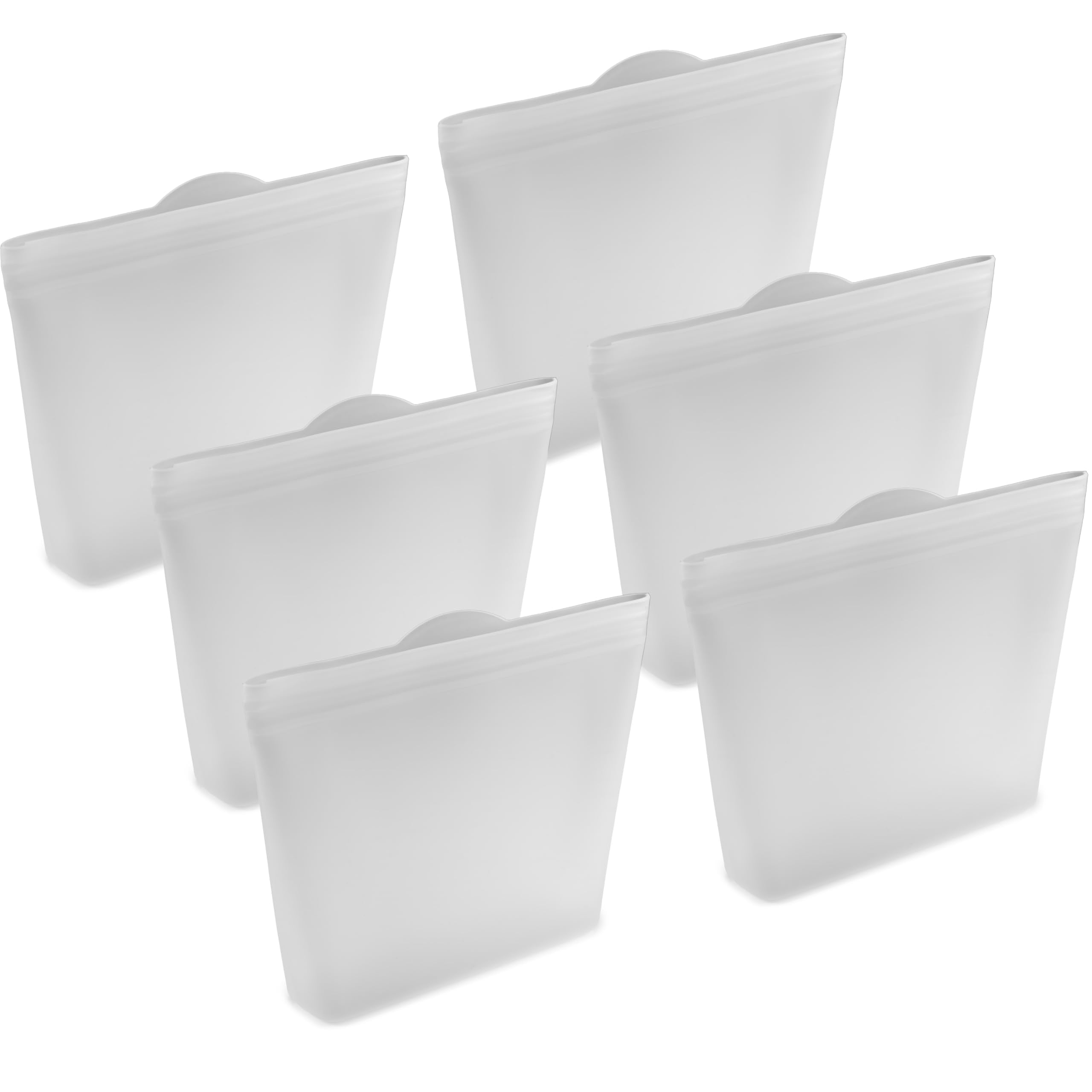 Home Logic Reusable Snack Bags - Set of 6 Clear Silicone Freezer Bags, Airtight Leak Resistant Reusable Zip Bags for Kitchen Home Food Prep, Microwave & Sous Vide Safe