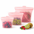 Reusable Silicone Food Storage Bags, 3 Pack 17/34/50 oz, Snack & Meal Prep(Clear)