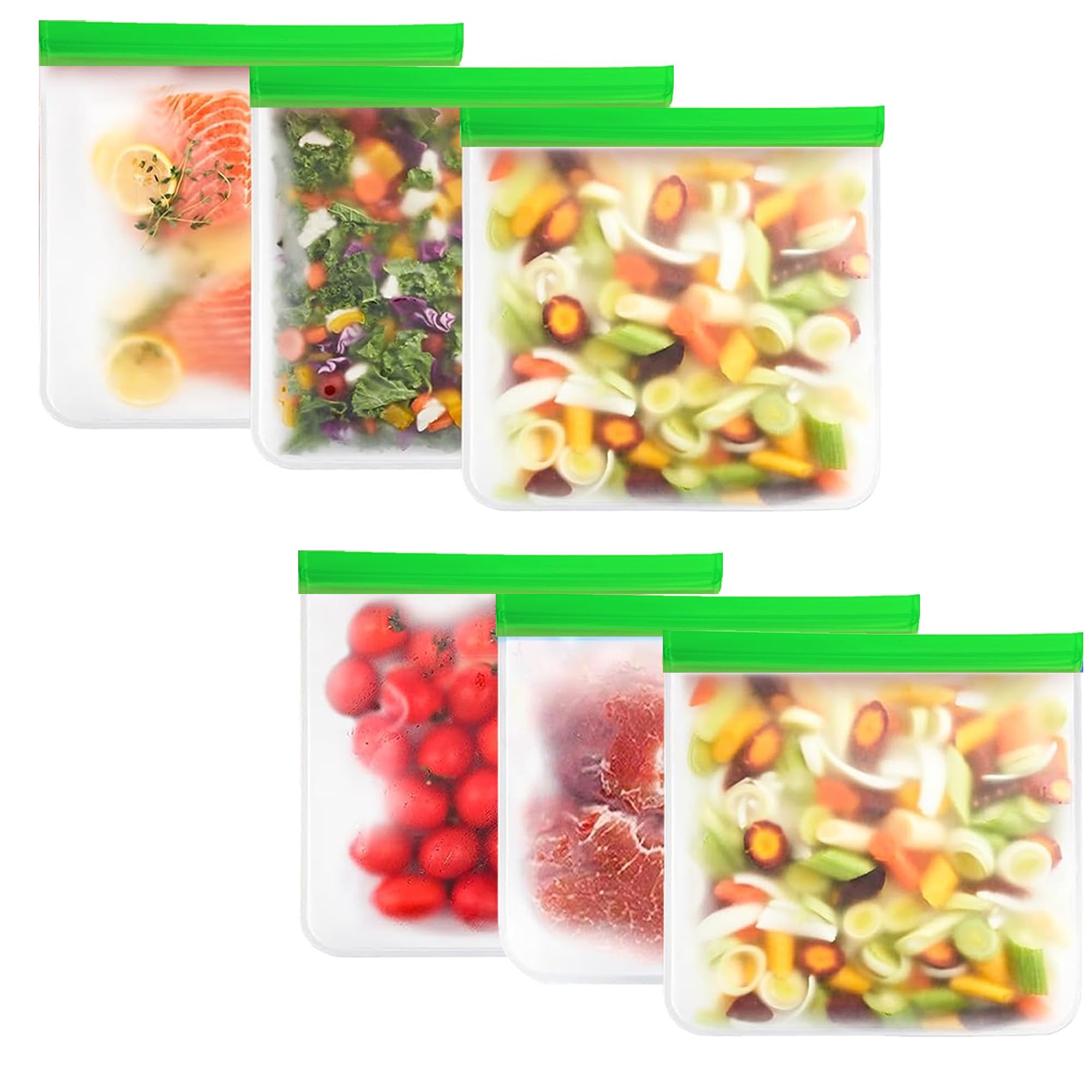 24-Pack Reusable Silicone Food Storage Bags, Leakproof Ziplock Set | Includes 8 Small, 8 Medium & 8 Large | Freezer-Safe & Eco-Friendly for Kitchen, Meal Prep & Travel