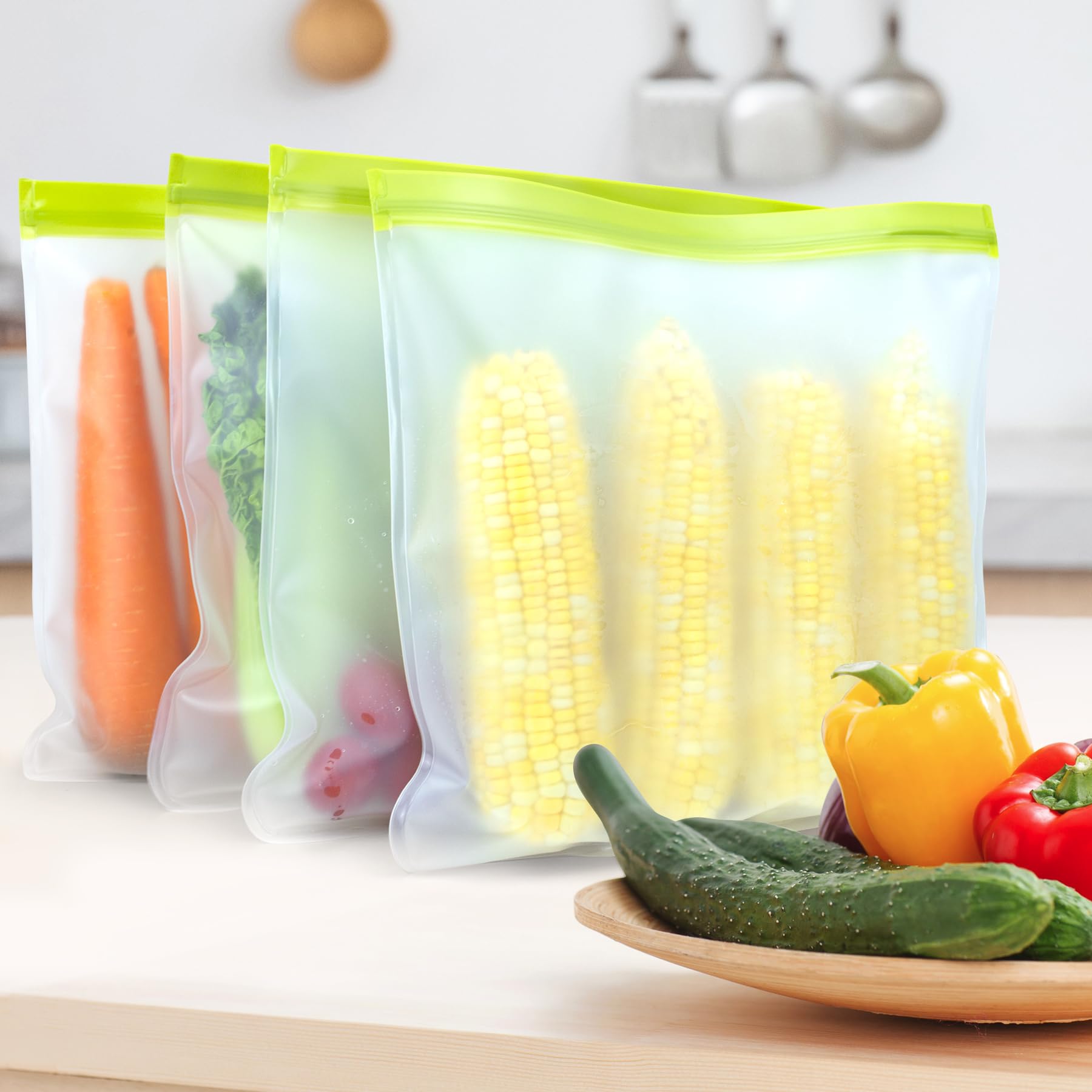 12 Pack Food Storage Containers Silicone Bags-6 Gallon Freezer 3 Sandwich 3 Reusable Snack Bags, Leakproof Silicone Bags for Fruit Storage