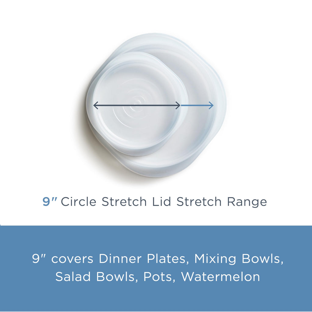 Stasher Premium Reusable Silicone Stretch Lids, Clear, 4pk of 9”, 6.5”, 4.5”, and 2.5” Lids, Airtight Seal, Food Container Covers, BPA Free, Leak-Free, Dishwasher Safe, Microwave Safe, Eco-Friendly