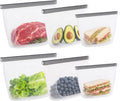 Silicone Reusable Food Storage Bags 6 Pack,Reusable Freezer Bags,Stand Up Wide-Mouth Zipper Container,Food Storage Bag Easy-Clean Sandwich,Microwave & Dishwasher,Eco Friendly(17oz,35oz,70oz)