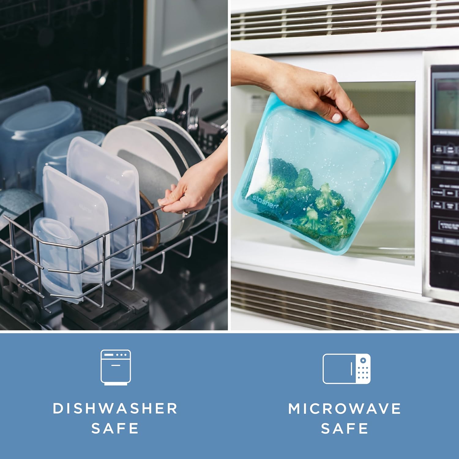 Stasher Silicone Reusable Storage Bag, Snack Bag, Reusable Freezer Bags, Microwave, Dishwasher, Oven Safe, Sous Vide, Premium Lunch Container, Eco Friendly, Leak-free, Food Storage Bags, 12 oz, Aqua | Reusable Food Bag