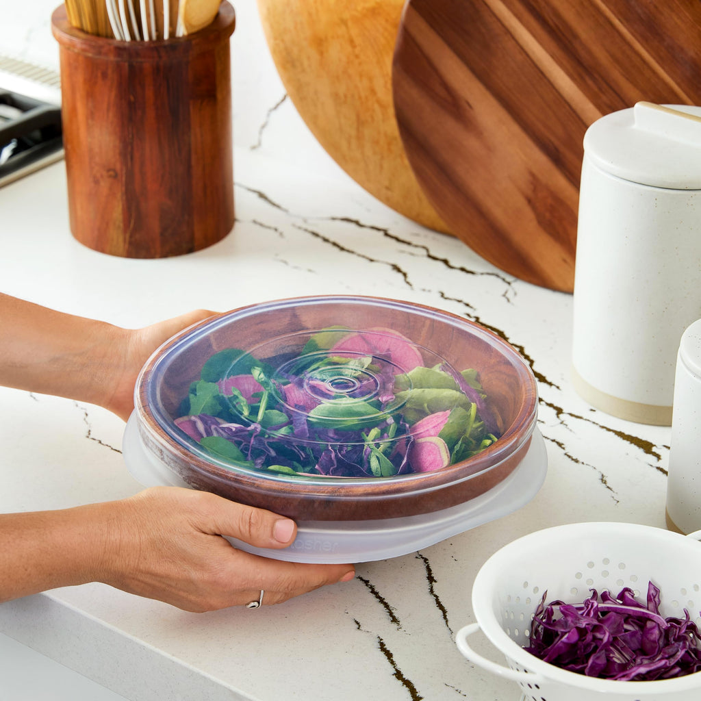 Stasher Premium Reusable Silicone Stretch Lids, Clear, 4pk of 9”, 6.5”, 4.5”, and 2.5” Lids, Airtight Seal, Food Container Covers, BPA Free, Leak-Free, Dishwasher Safe, Microwave Safe, Eco-Friendly
