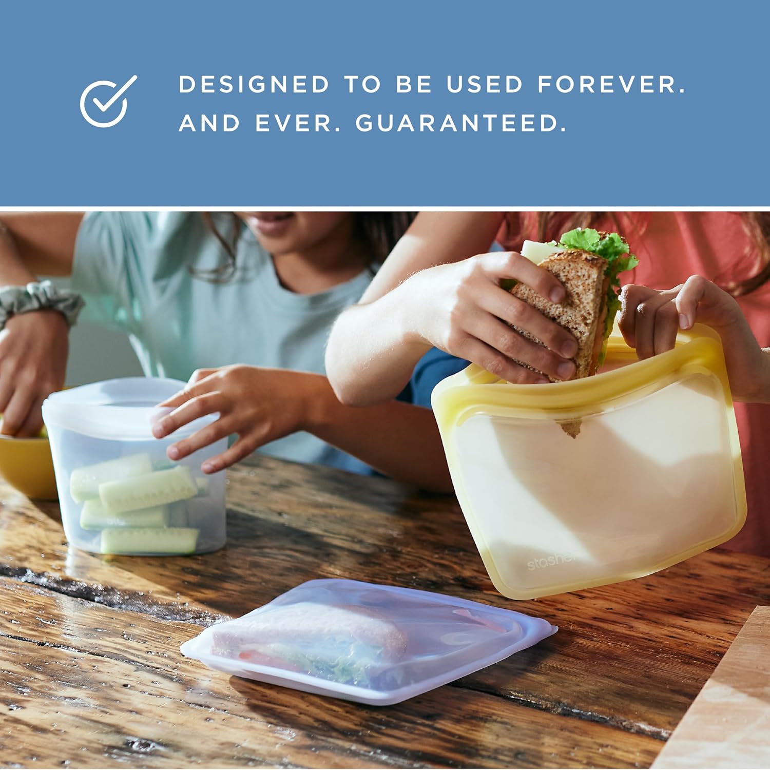 Stasher Silicone Reusable Storage Bag, Snack Bag, Reusable Freezer Bags, Microwave, Dishwasher, Oven Safe, Sous Vide, Premium Lunch Container, Eco Friendly, Leak-free, Food Storage Bags, 12 oz, Aqua | Reusable Food Bag